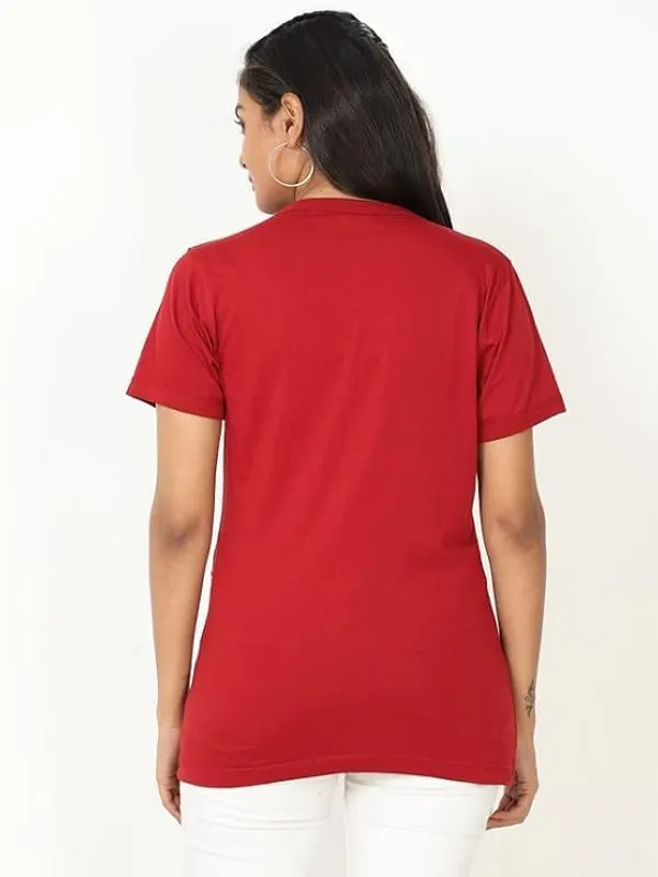 Red_Womans_V-Neck_Half_Sleeve_Maroon_T-Shirts_With_Side_Pocket_&_Zipper