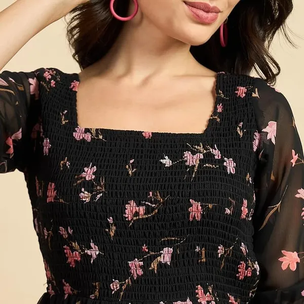 Black_Womens_Polyester_Square_Neck_Dress