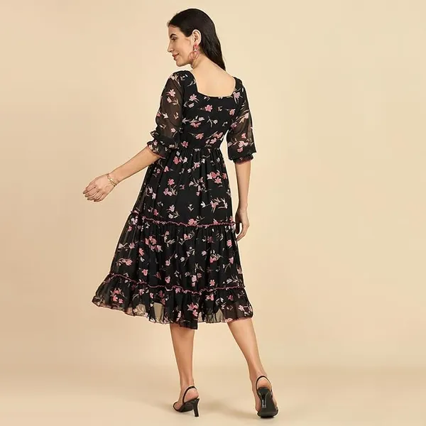 Black_Womens_Polyester_Square_Neck_Dress