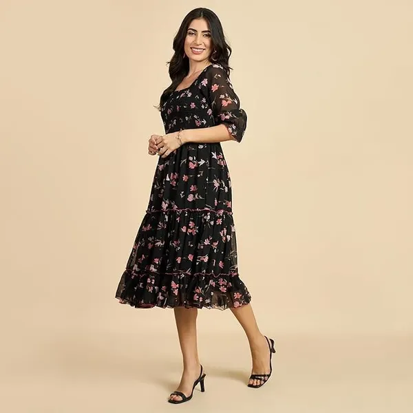 Black_Womens_Polyester_Square_Neck_Dress