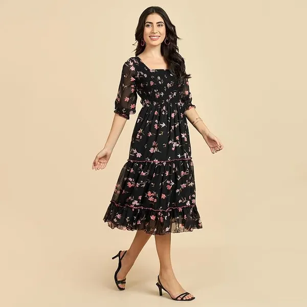 Black_Womens_Polyester_Square_Neck_Dress