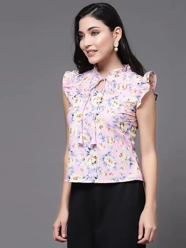 Pink_Polyester_Top_For_Women