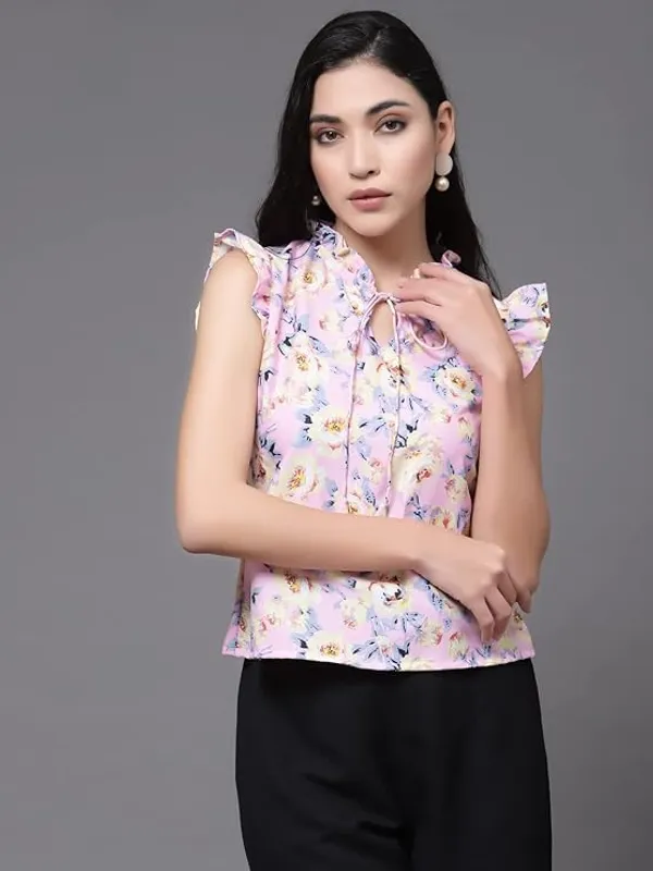 Pink_Polyester_Top_For_Women