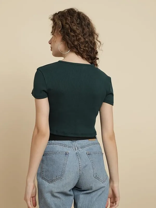 Forest_Green_Polyester_Top_For_Women