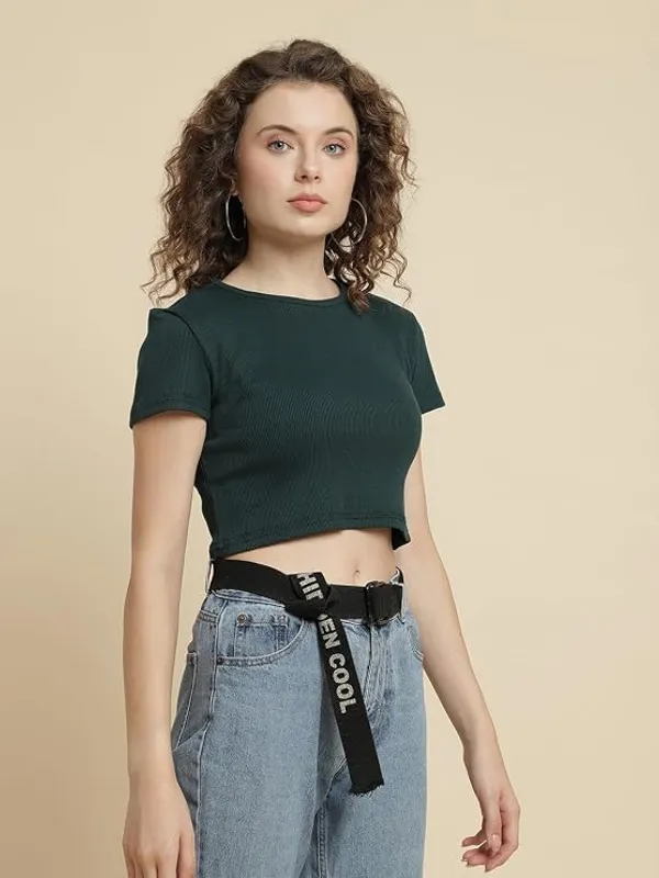 Forest_Green_Polyester_Top_For_Women