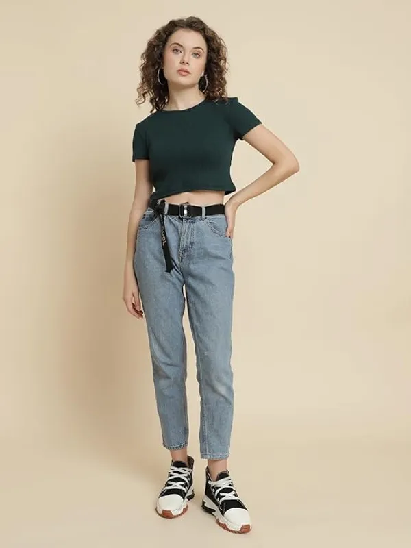 Forest_Green_Polyester_Top_For_Women