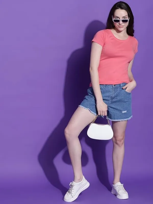 Pink_Polyester_Top_For_Women