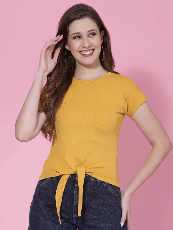 Mustard_Yellow_Polyester_Top_For_Women