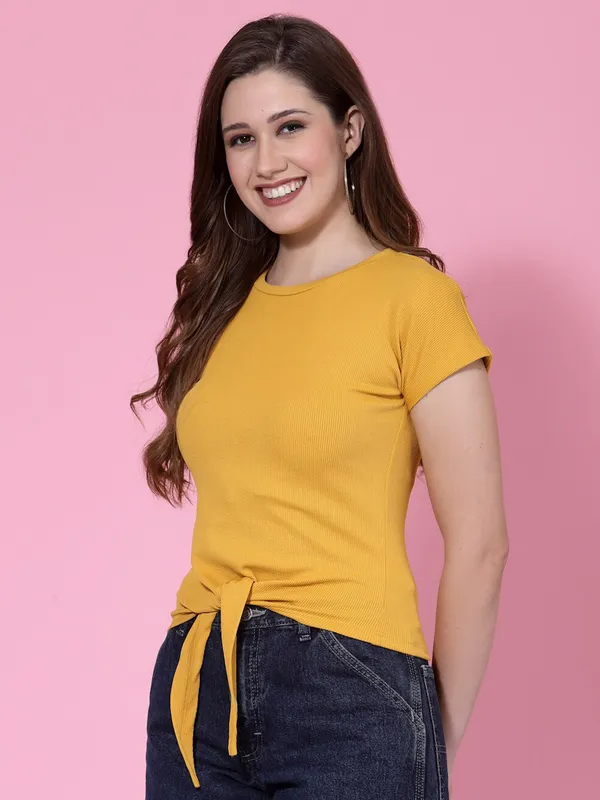 Mustard_Yellow_Polyester_Top_For_Women