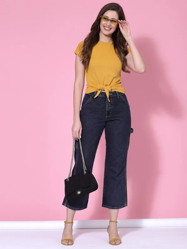 Mustard_Yellow_Polyester_Top_For_Women