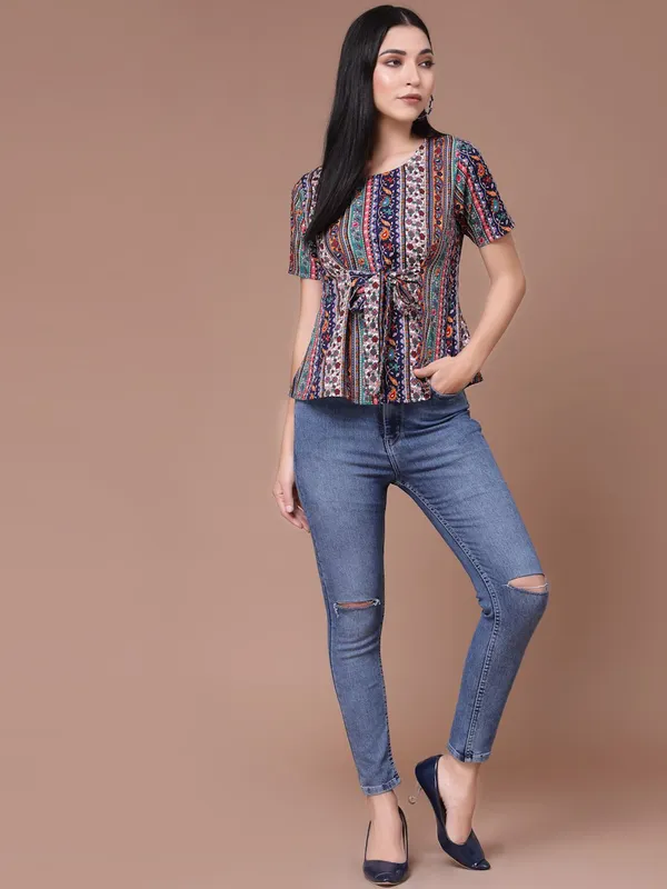 Multicolor_Womens_Cotton_Blend_Peplum_Top