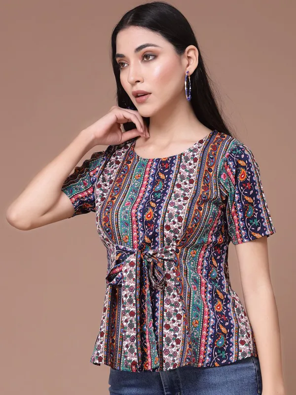 Multicolor_Womens_Cotton_Blend_Peplum_Top