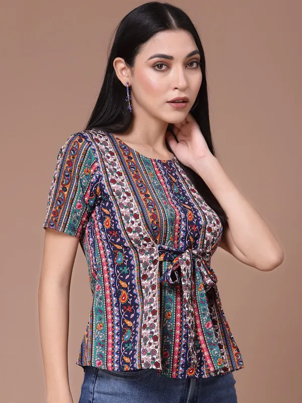 Multicolor_Womens_Cotton_Blend_Peplum_Top