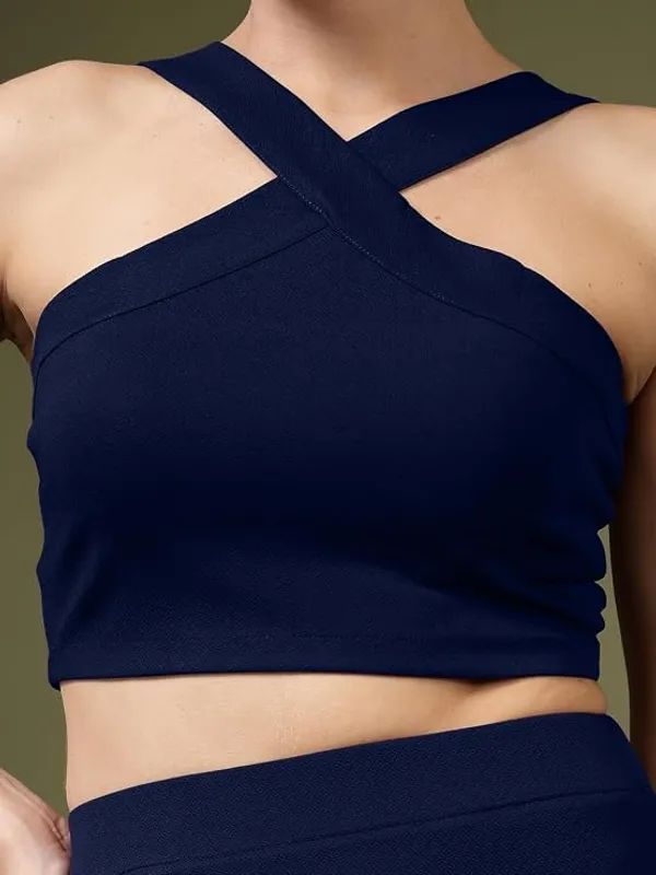 Navy_Blue_Womens_Halter_Neck_Crop_Top_And_A_Line_Skirt_Coord_Set