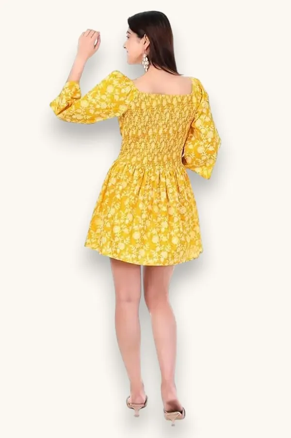 Mustard_Yellow_Womens_Floral_Printed_Thigh_Length_Dress