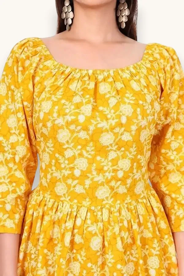Mustard_Yellow_Womens_Floral_Printed_Thigh_Length_Dress