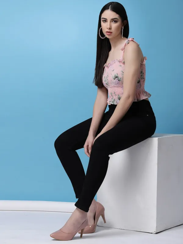Blush_Pink_Floral_Printed_Smocked_Crop_Fitted_Top