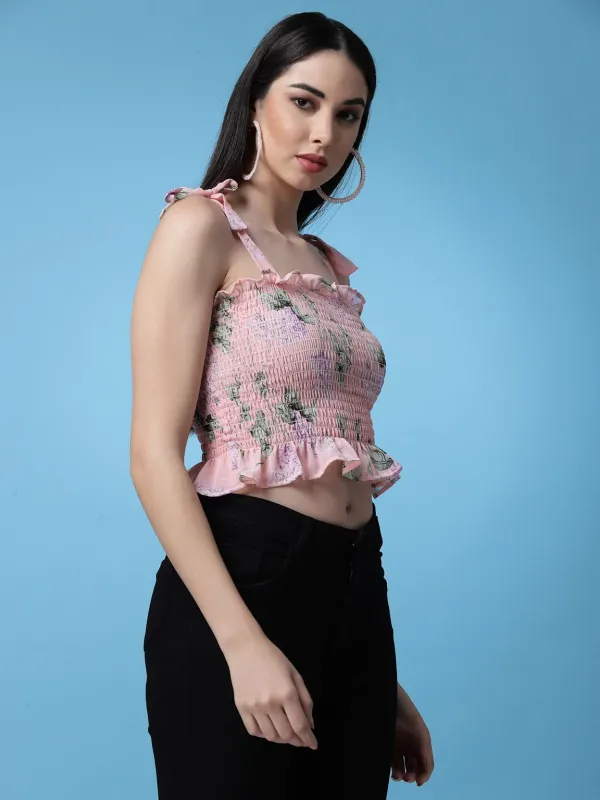 Blush_Pink_Floral_Printed_Smocked_Crop_Fitted_Top
