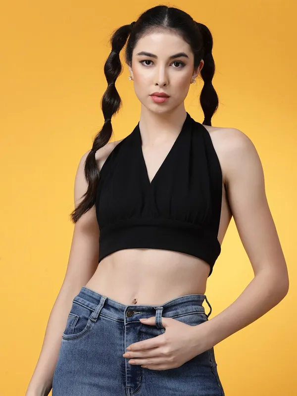 Black_Womens_Halter_Neck_Crop_Top