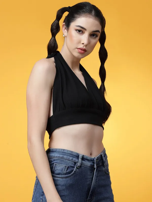 Black_Womens_Halter_Neck_Crop_Top