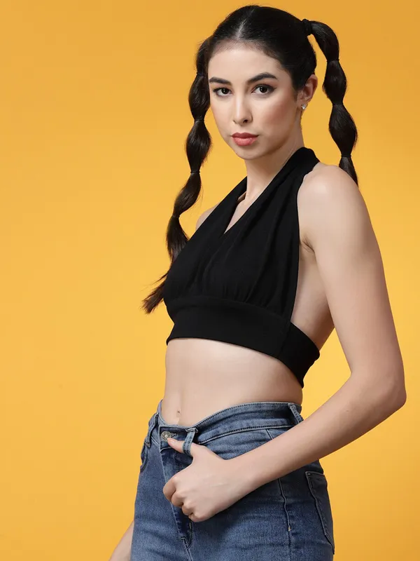 Black_Womens_Halter_Neck_Crop_Top