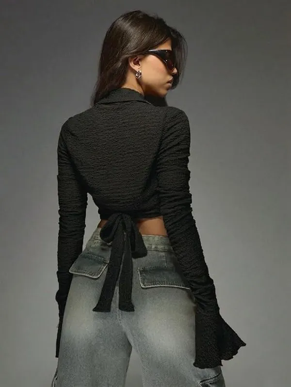 Black_Women_Textured_Wrap_Crop_Top
