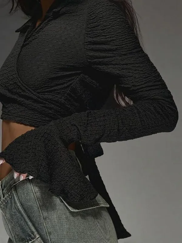 Black_Women_Textured_Wrap_Crop_Top