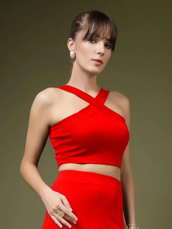 Red_Womens_Halter_Neck_Crop_Top_And_A_Line_Skirt_Coord_Set