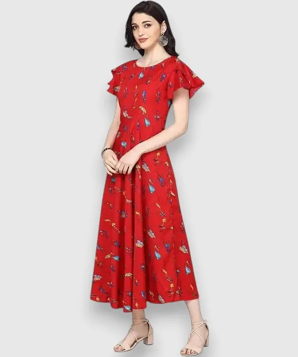 Red_Women_Crepe_Printed_Dress