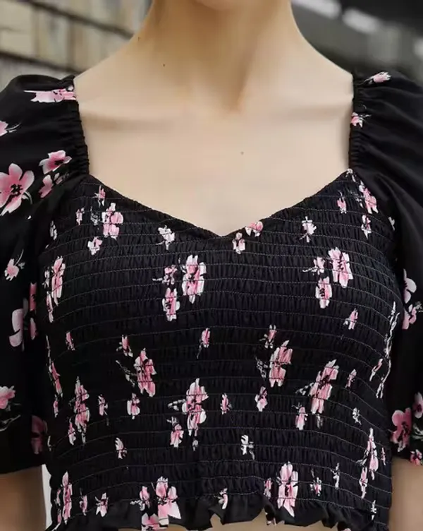 Black_Womens_Smocked_Crop_Top_With_Puff_Sleeves