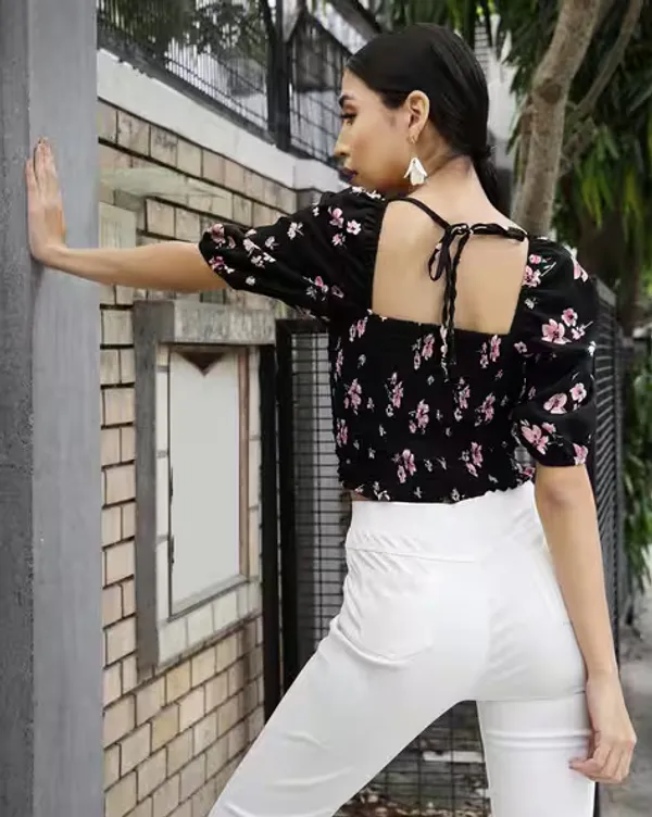 Black_Womens_Smocked_Crop_Top_With_Puff_Sleeves