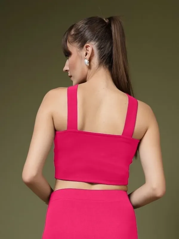 Barbie_Pink_Womens_Halter_Neck_Crop_Top_And_A_Line_Skirt_Coord_Set