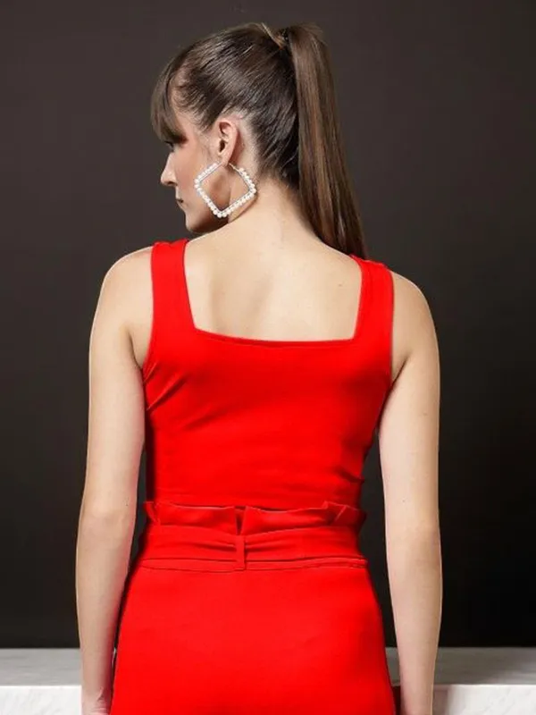 Red_Womens_Cotton_Knit_Crop_Top