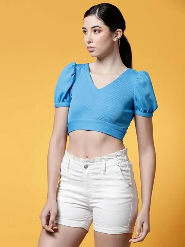 Blush_Blue_Womens_Smocked_Bardot_Crop_Top