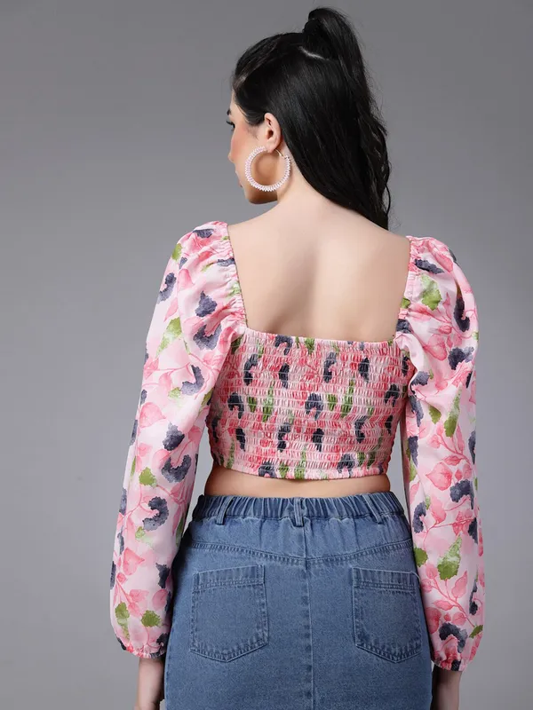 Pink_Women_Chiffon_Crop_Top