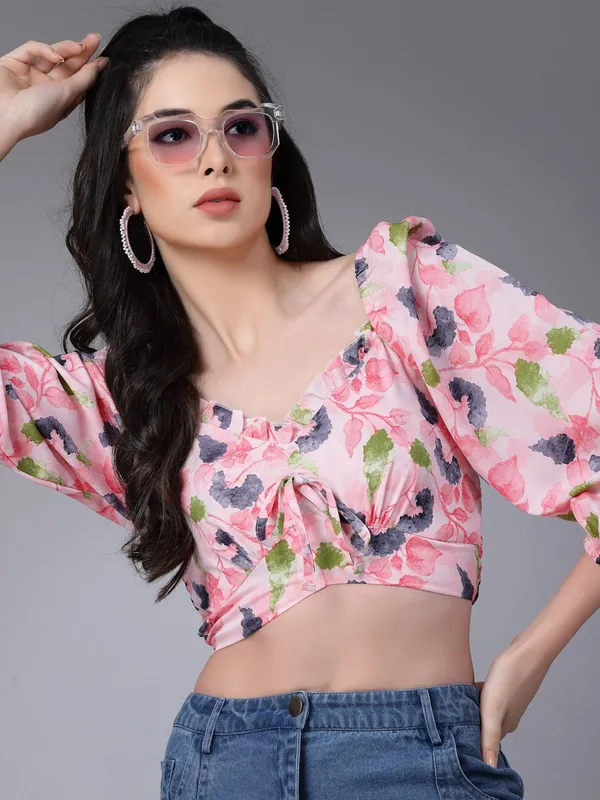 Pink_Women_Chiffon_Crop_Top
