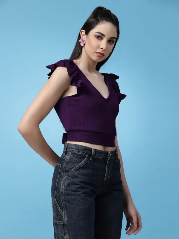 Aubergine_Purple_Womens_Smocked_Bardot_Crop_Top