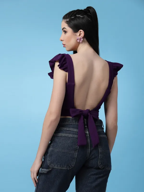 Aubergine_Purple_Womens_Smocked_Bardot_Crop_Top