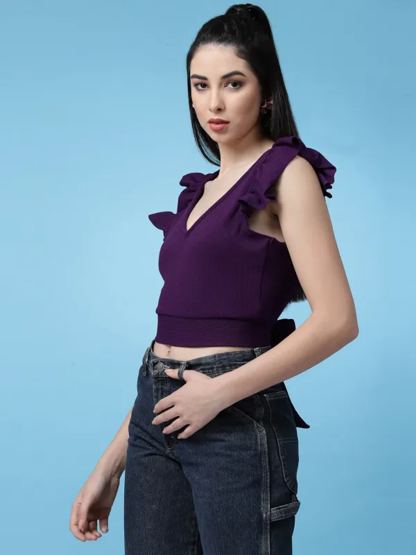 Aubergine_Purple_Womens_Smocked_Bardot_Crop_Top