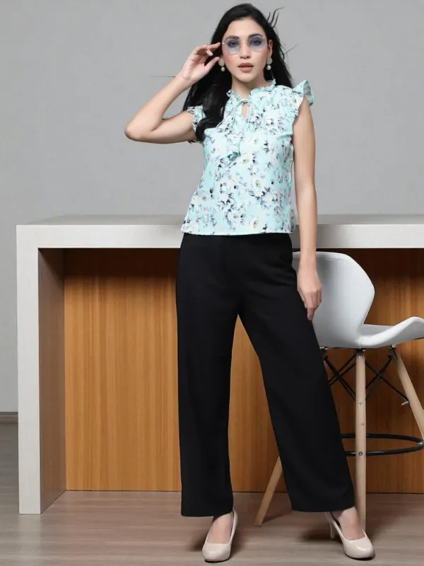 Blue_Womens_Crepe_V_Neck_Top