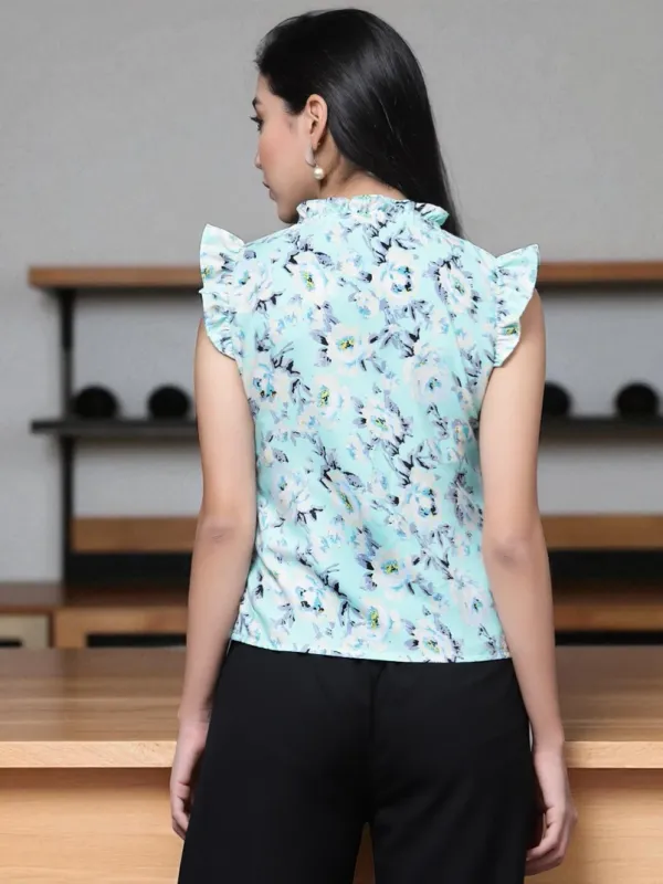 Blue_Womens_Crepe_V_Neck_Top