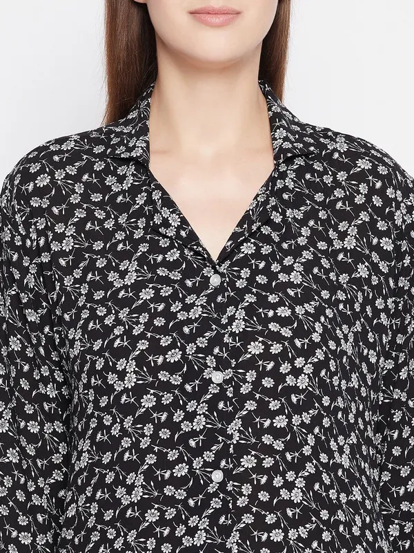 Black_Floral_Print_Rayon_Crepe_Womens_Sleepshirt