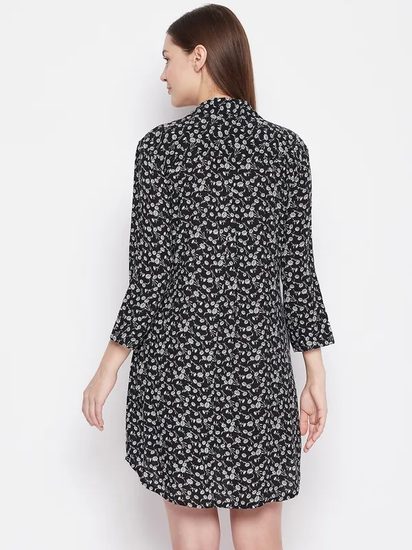 Black_Floral_Print_Rayon_Crepe_Womens_Sleepshirt