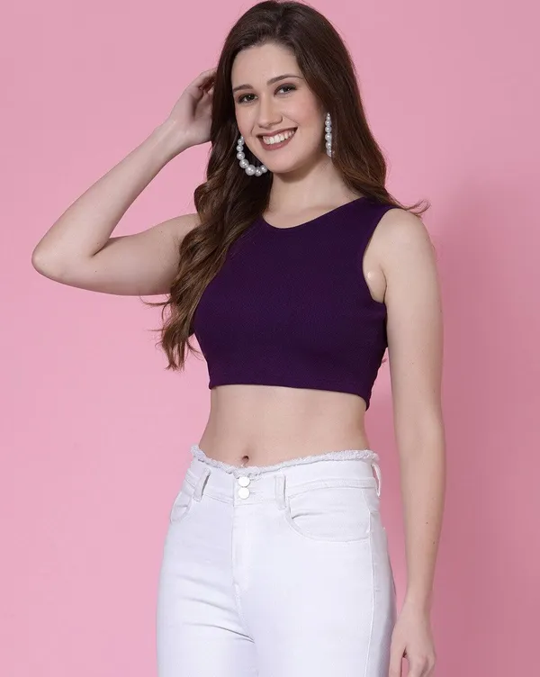 Purple_Womens_Cotton_Blend_Crop_Top