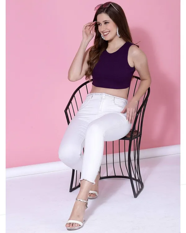 Purple_Womens_Cotton_Blend_Crop_Top