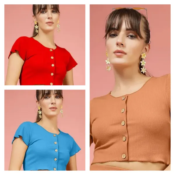 Blue,_Apricot_Brown_And_Red_Acrylic_Nylon_Spandex_Bolero_Cardigan_For_Women_-_Pack_Of_3