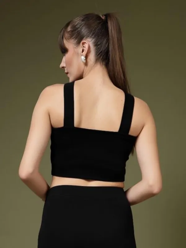 Black_Womens_Halter_Neck_Crop_Top_And_A_Line_Skirt_Coord_Set