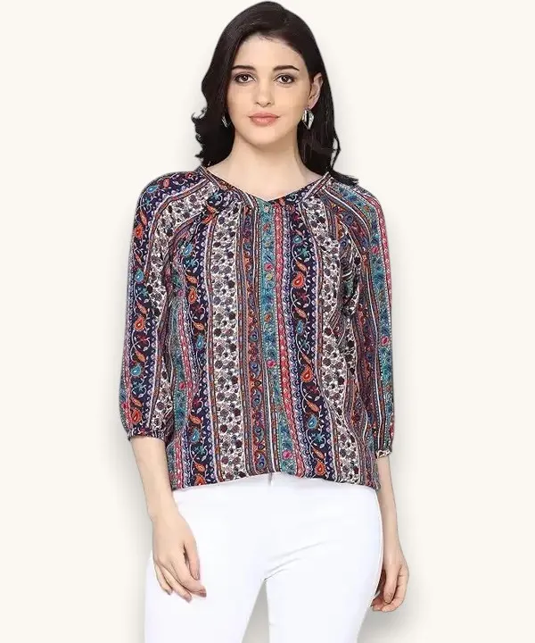 Multicolor_Women_Crepe_Top_With_Cape_Sleeves