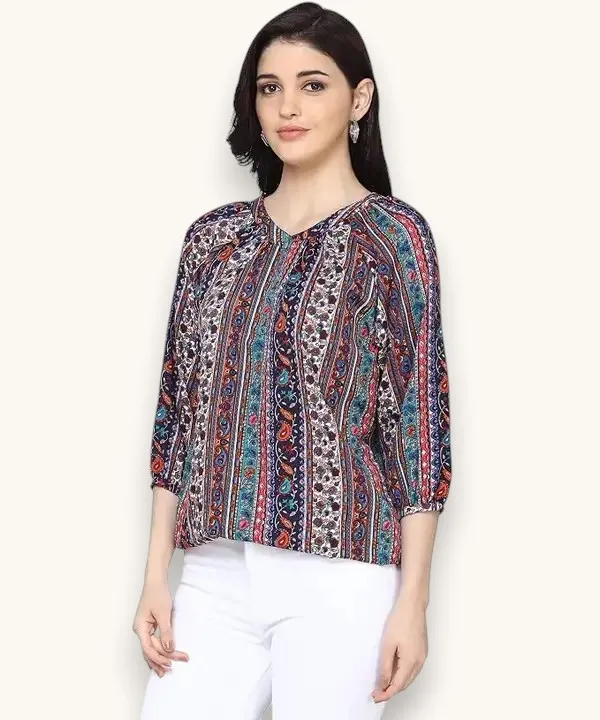 Multicolor_Women_Crepe_Top_With_Cape_Sleeves
