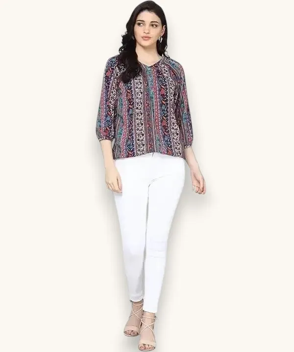 Multicolor_Women_Crepe_Top_With_Cape_Sleeves